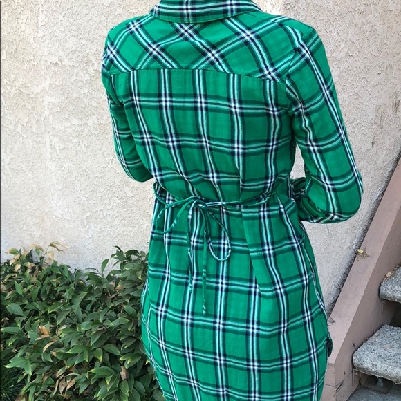 Merona Kelly Green Plaid Hi Low Tie Dress - Picture 6 of 6